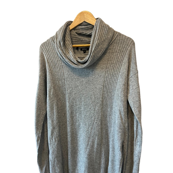 BUFFALO Grey Angora Blend Funnel Neck Long Sleeve Side Slit Sweater Dress M - Picture 3 of 9